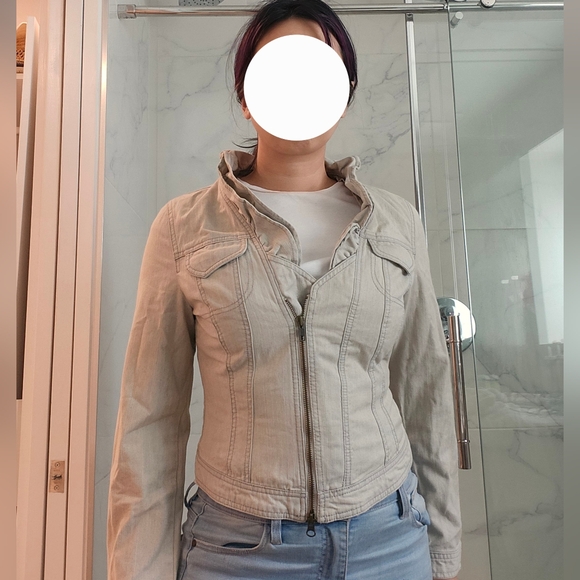 Crop Taupe Jean Jacket - Picture 3 of 3